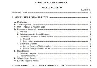 Read AUXILIARY CLAIMS HANDBOOK United States Coast Guard - U.S. Government | PDF
